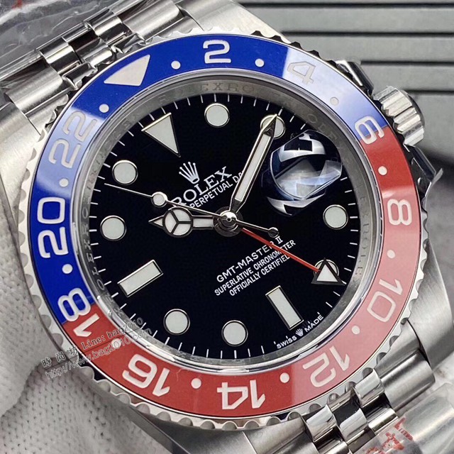勞力士複刻手錶 Rolex男士腕表 可樂陶瓷圈 GMTMASTER格林尼治型環球腕表 126710BLRO-0001  gjs2184